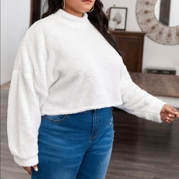 DROP SHOULDER TEDDY PULLOVER SWEATER - Picture 3 of 7